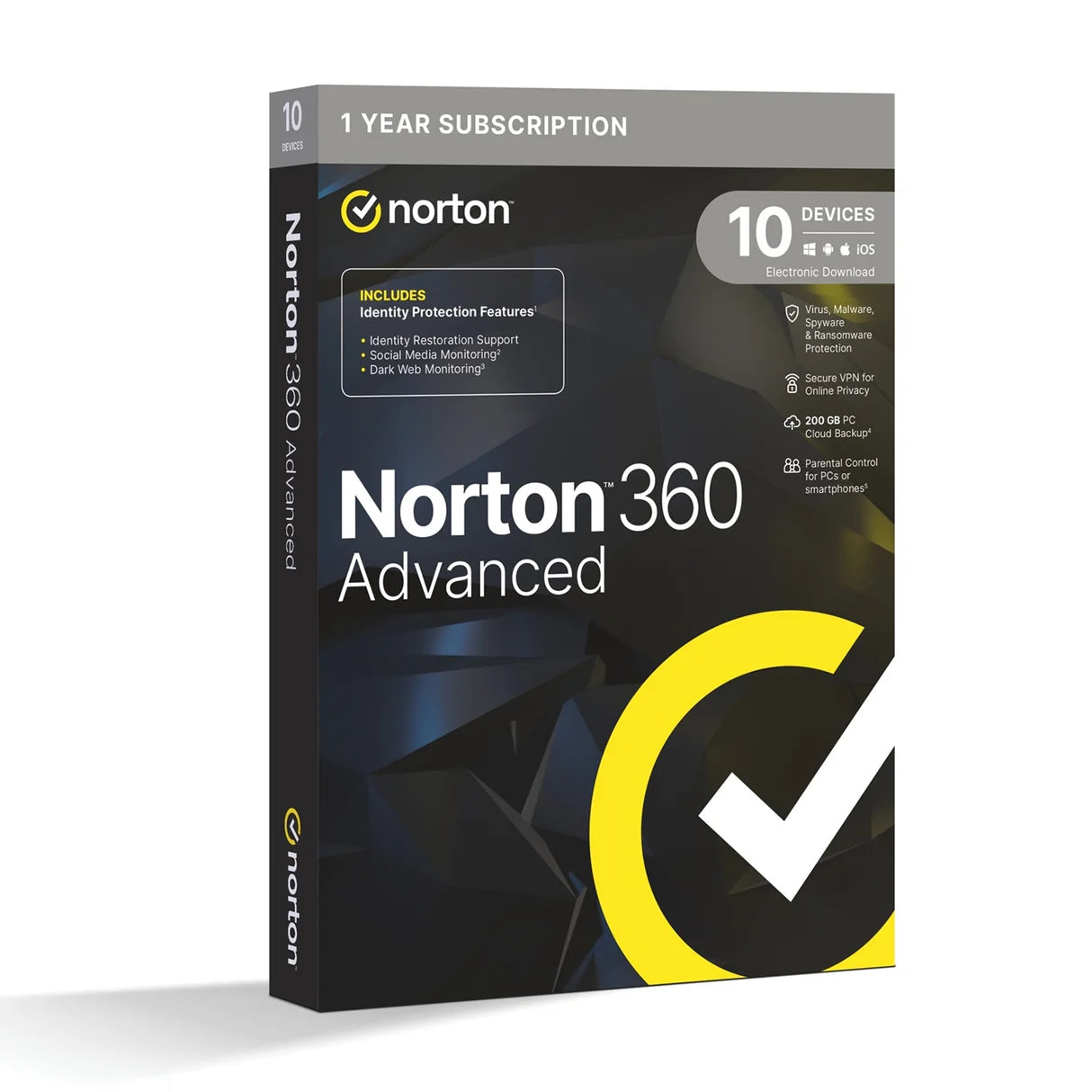 Norton 360 kein ABO Advanced inkl. 200 GB (10 Device - 1 Jahr) DE, Italy, France, Spain, UK ESD