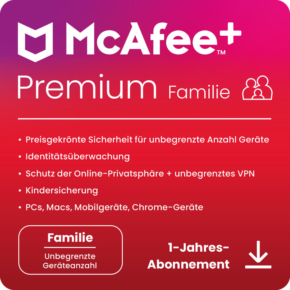 McAfee+ Premium Family Security (6 User - 1 Jahr) EU ESD