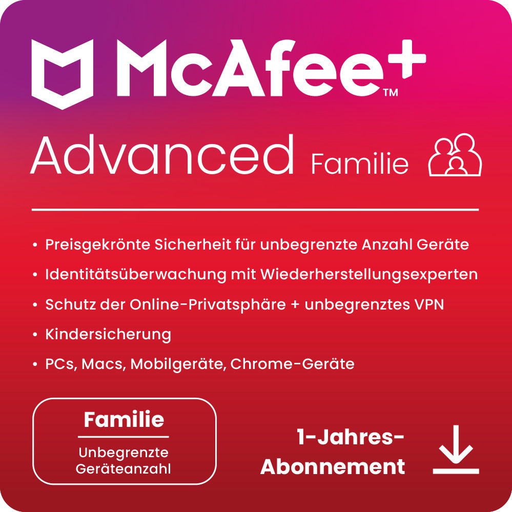 McAfee+ Advanced Family Security (6 User - 1 Jahr) EU ESD