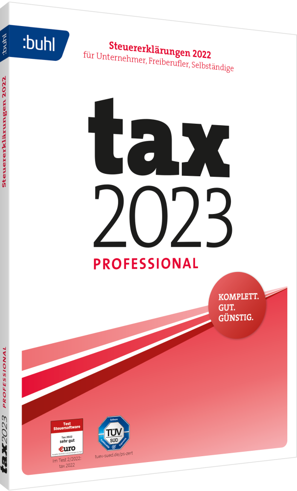 BUHL tax 2023  Professional (für das Steuerjahr 2022) (3 User / 1 PC - 1 Jahr) ESD